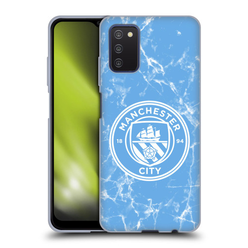 Manchester City Man City FC Marble Badge Blue White Mono Soft Gel Case for Samsung Galaxy A03s (2021)