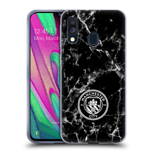 Manchester City Man City FC Marble Badge Black White Mono Soft Gel Case for Samsung Galaxy A40 (2019)