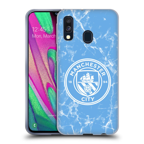 Manchester City Man City FC Marble Badge Blue White Mono Soft Gel Case for Samsung Galaxy A40 (2019)