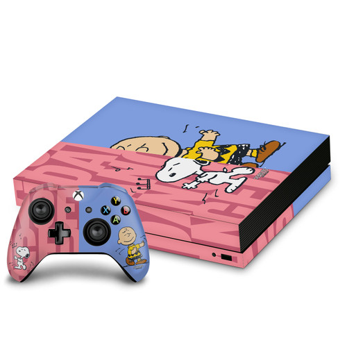 Peanuts Character Graphics Snoopy & Charlie Brown Vinyl Sticker Skin Decal Cover for Microsoft Xbox One X Bundle
