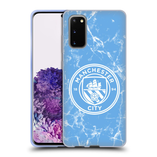Manchester City Man City FC Marble Badge Blue White Mono Soft Gel Case for Samsung Galaxy S20 / S20 5G