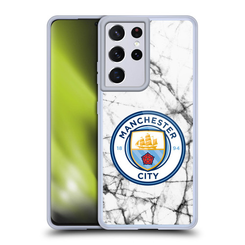 Manchester City Man City FC Marble Badge Full Colour Soft Gel Case for Samsung Galaxy S21 Ultra 5G