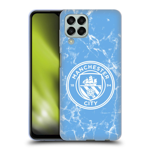Manchester City Man City FC Marble Badge Blue White Mono Soft Gel Case for Samsung Galaxy M33 (2022)
