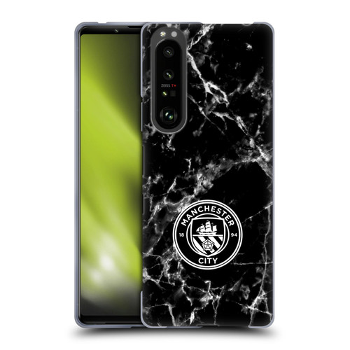 Manchester City Man City FC Marble Badge Black White Mono Soft Gel Case for Sony Xperia 1 III