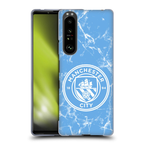 Manchester City Man City FC Marble Badge Blue White Mono Soft Gel Case for Sony Xperia 1 III