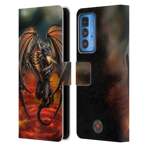 Anne Stokes Dragons Lava Leather Book Wallet Case Cover For Motorola Edge 20 Pro