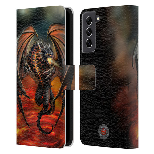 Anne Stokes Dragons Lava Leather Book Wallet Case Cover For Samsung Galaxy S21 FE 5G