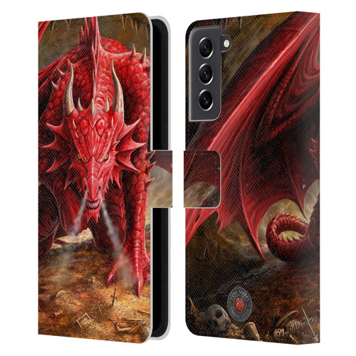 Anne Stokes Dragons Lair Leather Book Wallet Case Cover For Samsung Galaxy S21 FE 5G