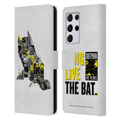 Batman DC Comics 80th Anniversary Collage Leather Book Wallet Case Cover For Samsung Galaxy S21 Ultra 5G