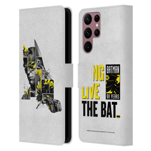 Batman DC Comics 80th Anniversary Collage Leather Book Wallet Case Cover For Samsung Galaxy S22 Ultra 5G