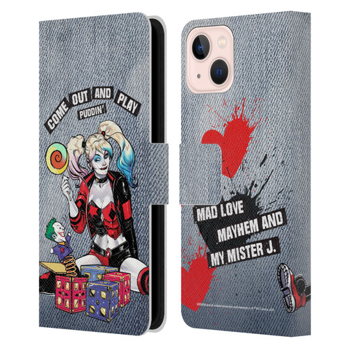 Batman DC Comics Harley Quinn Graphics Toys Leather Book Wallet Case Cover For Apple iPhone 13