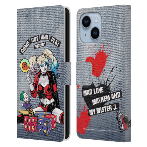 Batman DC Comics Harley Quinn Graphics Toys Leather Book Wallet Case Cover For Apple iPhone 14 Plus
