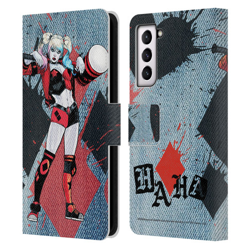 Batman DC Comics Harley Quinn Graphics Mallet Leather Book Wallet Case Cover For Samsung Galaxy S21 5G