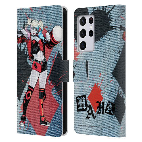 Batman DC Comics Harley Quinn Graphics Mallet Leather Book Wallet Case Cover For Samsung Galaxy S21 Ultra 5G