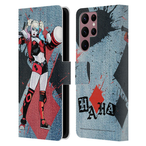 Batman DC Comics Harley Quinn Graphics Mallet Leather Book Wallet Case Cover For Samsung Galaxy S22 Ultra 5G