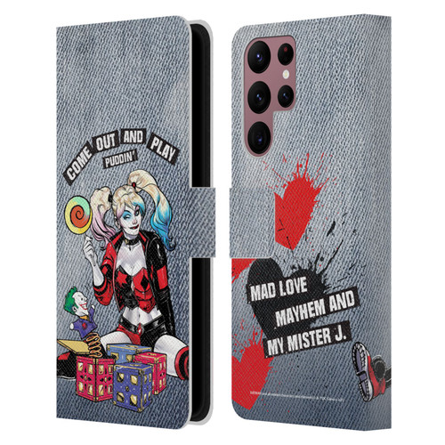 Batman DC Comics Harley Quinn Graphics Toys Leather Book Wallet Case Cover For Samsung Galaxy S22 Ultra 5G