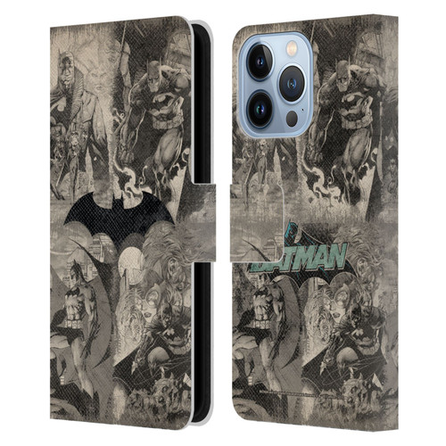 Batman DC Comics Hush Logo Collage Distressed Leather Book Wallet Case Cover For Apple iPhone 13 Pro