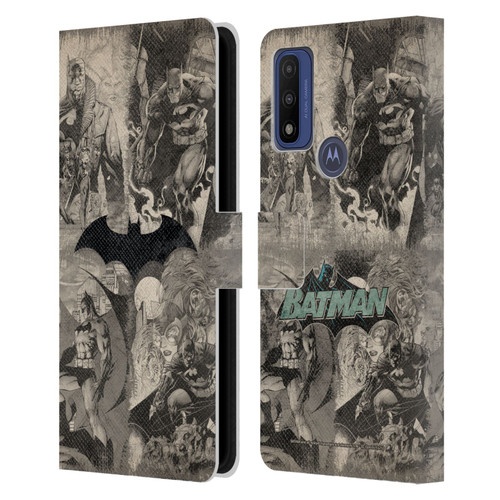 Batman DC Comics Hush Logo Collage Distressed Leather Book Wallet Case Cover For Motorola G Pure