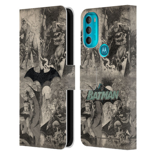 Batman DC Comics Hush Logo Collage Distressed Leather Book Wallet Case Cover For Motorola Moto G71 5G