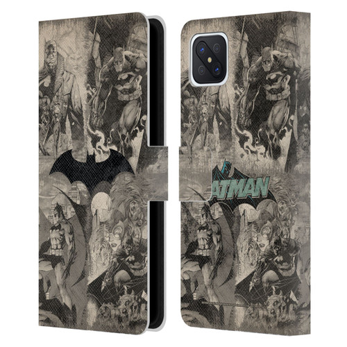 Batman DC Comics Hush Logo Collage Distressed Leather Book Wallet Case Cover For OPPO Reno4 Z 5G