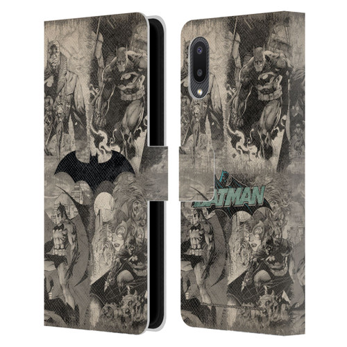 Batman DC Comics Hush Logo Collage Distressed Leather Book Wallet Case Cover For Samsung Galaxy A02/M02 (2021)