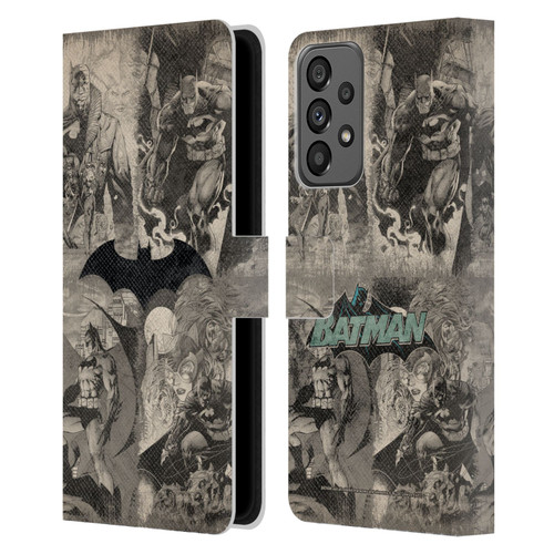 Batman DC Comics Hush Logo Collage Distressed Leather Book Wallet Case Cover For Samsung Galaxy A73 5G (2022)