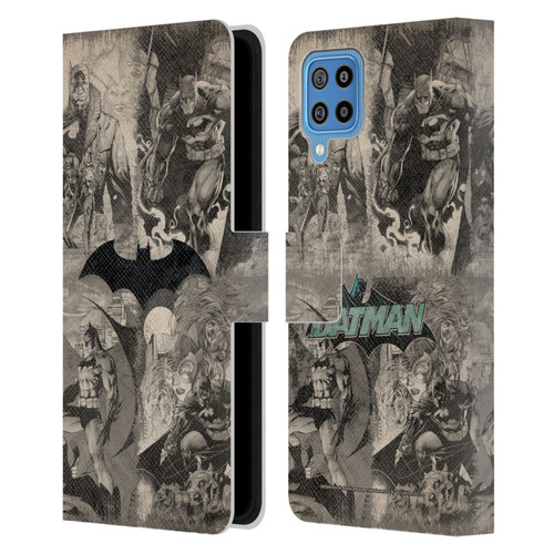 Batman DC Comics Hush Logo Collage Distressed Leather Book Wallet Case Cover For Samsung Galaxy F22 (2021)