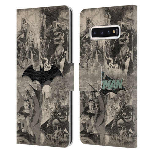 Batman DC Comics Hush Logo Collage Distressed Leather Book Wallet Case Cover For Samsung Galaxy S10