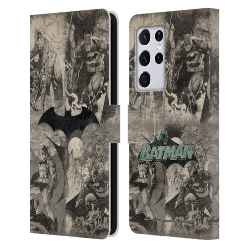 Batman DC Comics Hush Logo Collage Distressed Leather Book Wallet Case Cover For Samsung Galaxy S21 Ultra 5G