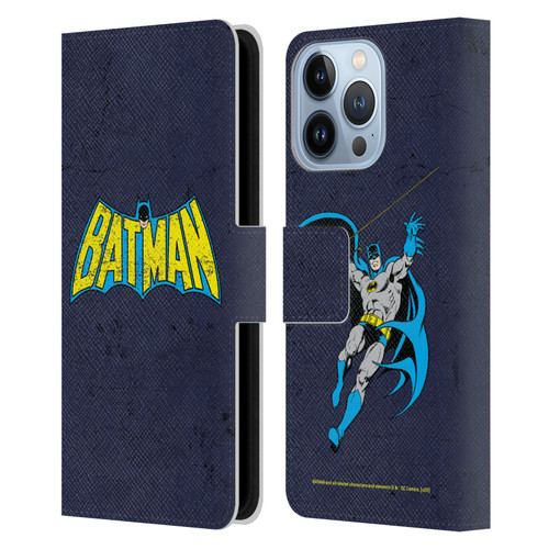 Batman DC Comics Logos Classic Distressed Leather Book Wallet Case Cover For Apple iPhone 13 Pro