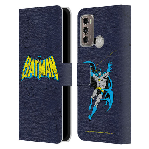 Batman DC Comics Logos Classic Distressed Leather Book Wallet Case Cover For Motorola Moto G60 / Moto G40 Fusion