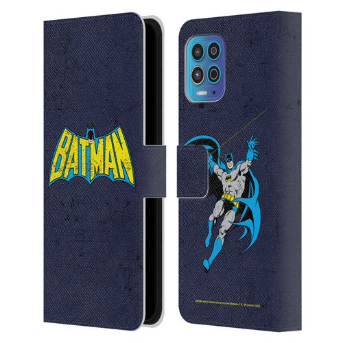 Batman DC Comics Logos Classic Distressed Leather Book Wallet Case Cover For Motorola Moto G100