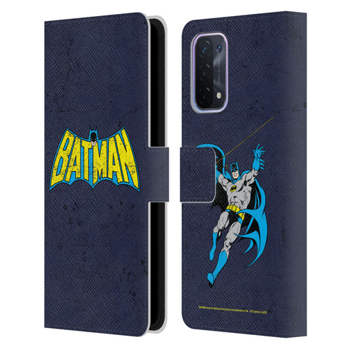 Batman DC Comics Logos Classic Distressed Leather Book Wallet Case Cover For OPPO A54 5G