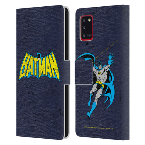 Batman DC Comics Logos Classic Distressed Leather Book Wallet Case Cover For Samsung Galaxy A31 (2020)
