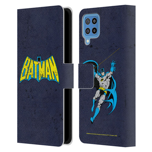 Batman DC Comics Logos Classic Distressed Leather Book Wallet Case Cover For Samsung Galaxy F22 (2021)
