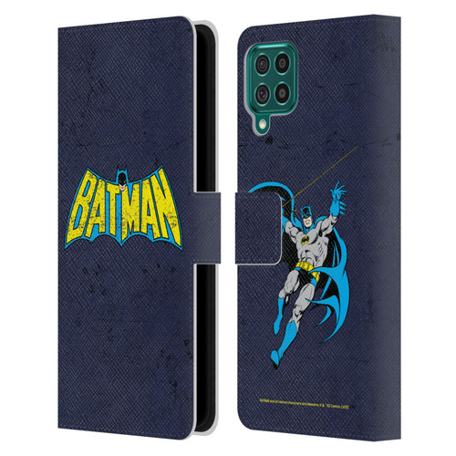 Batman DC Comics Logos Classic Distressed Leather Book Wallet Case Cover For Samsung Galaxy F62 (2021)