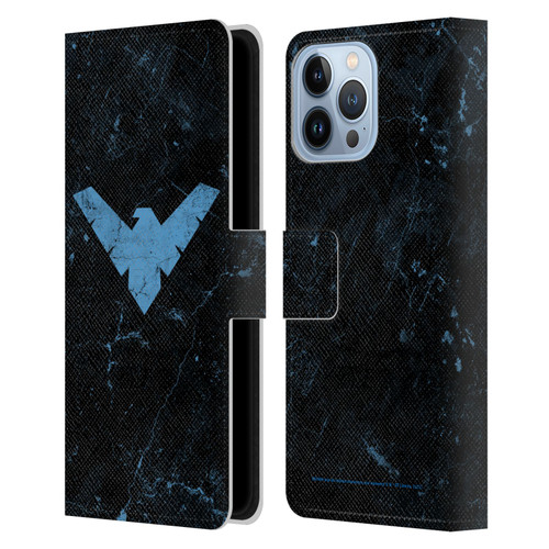 Batman DC Comics Nightwing Logo Grunge Leather Book Wallet Case Cover For Apple iPhone 13 Pro Max