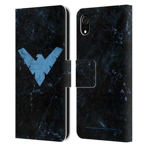 Batman DC Comics Nightwing Logo Grunge Leather Book Wallet Case Cover For Apple iPhone XR