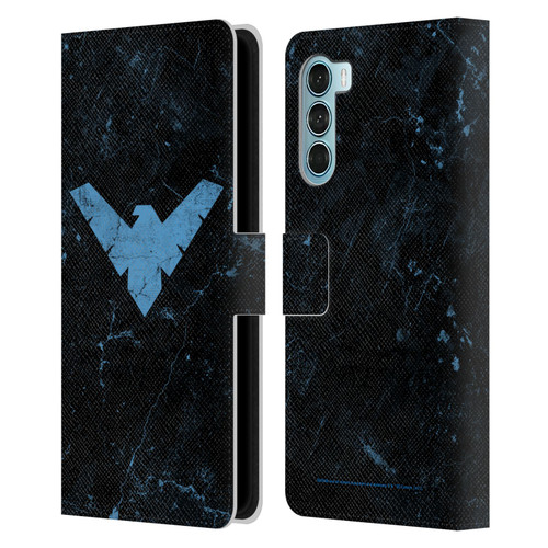 Batman DC Comics Nightwing Logo Grunge Leather Book Wallet Case Cover For Motorola Edge S30 / Moto G200 5G