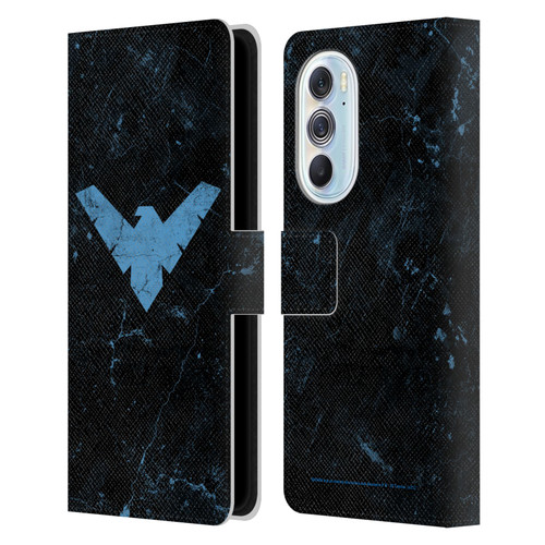 Batman DC Comics Nightwing Logo Grunge Leather Book Wallet Case Cover For Motorola Edge X30