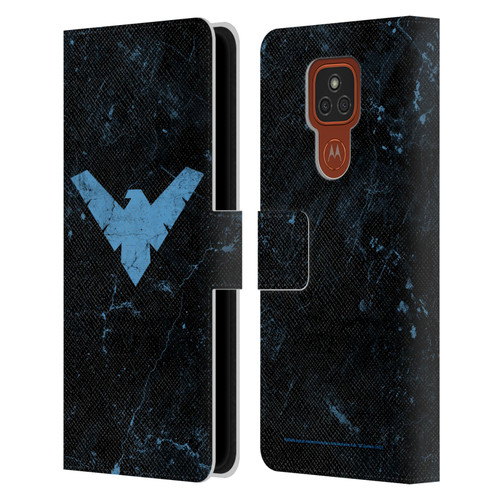 Batman DC Comics Nightwing Logo Grunge Leather Book Wallet Case Cover For Motorola Moto E7 Plus