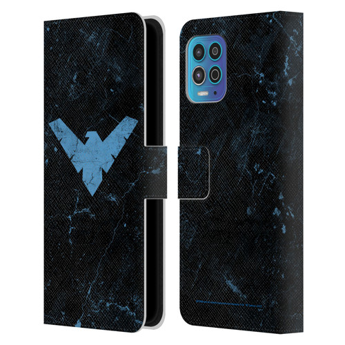 Batman DC Comics Nightwing Logo Grunge Leather Book Wallet Case Cover For Motorola Moto G100