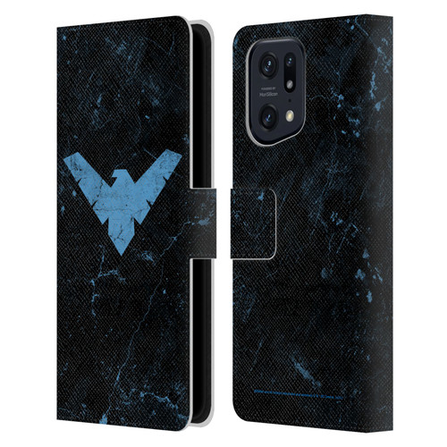 Batman DC Comics Nightwing Logo Grunge Leather Book Wallet Case Cover For OPPO Find X5 Pro
