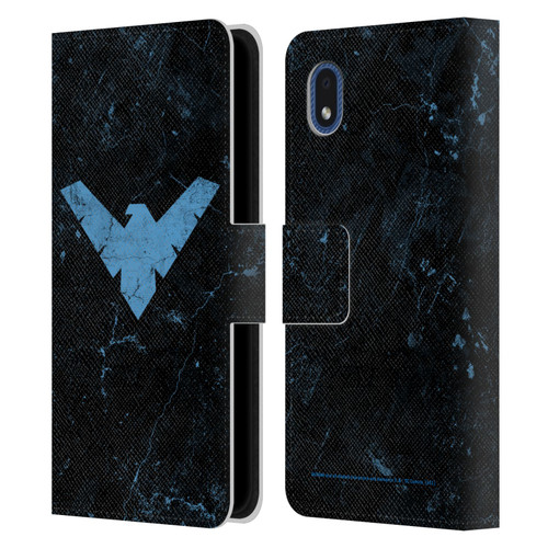 Batman DC Comics Nightwing Logo Grunge Leather Book Wallet Case Cover For Samsung Galaxy A01 Core (2020)