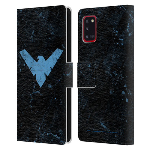 Batman DC Comics Nightwing Logo Grunge Leather Book Wallet Case Cover For Samsung Galaxy A31 (2020)