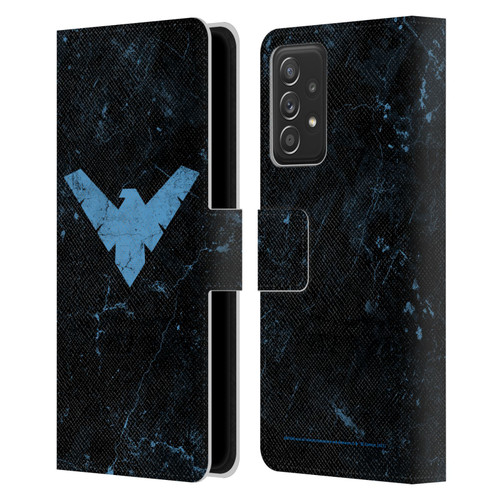 Batman DC Comics Nightwing Logo Grunge Leather Book Wallet Case Cover For Samsung Galaxy A52 / A52s / 5G (2021)
