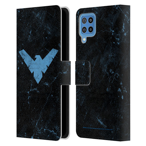 Batman DC Comics Nightwing Logo Grunge Leather Book Wallet Case Cover For Samsung Galaxy F22 (2021)