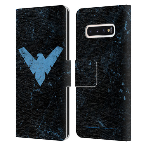 Batman DC Comics Nightwing Logo Grunge Leather Book Wallet Case Cover For Samsung Galaxy S10