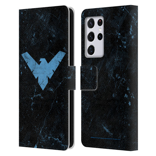 Batman DC Comics Nightwing Logo Grunge Leather Book Wallet Case Cover For Samsung Galaxy S21 Ultra 5G