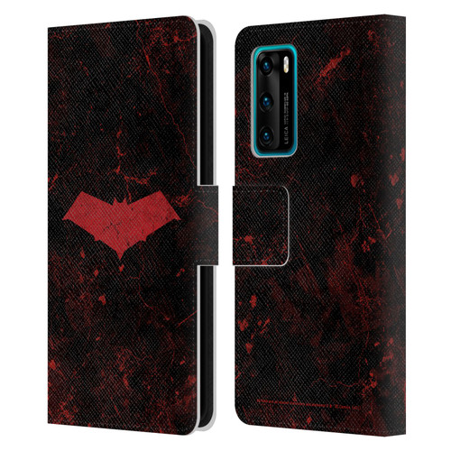 Batman DC Comics Red Hood Logo Grunge Leather Book Wallet Case Cover For Huawei P40 5G